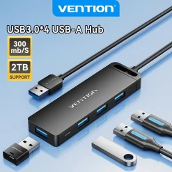 HUB USB 3.0 Vention 5Gbps 5 in 1 – Mở Rộng 4 Cổng USB, Truyền Tốc Độ Cao