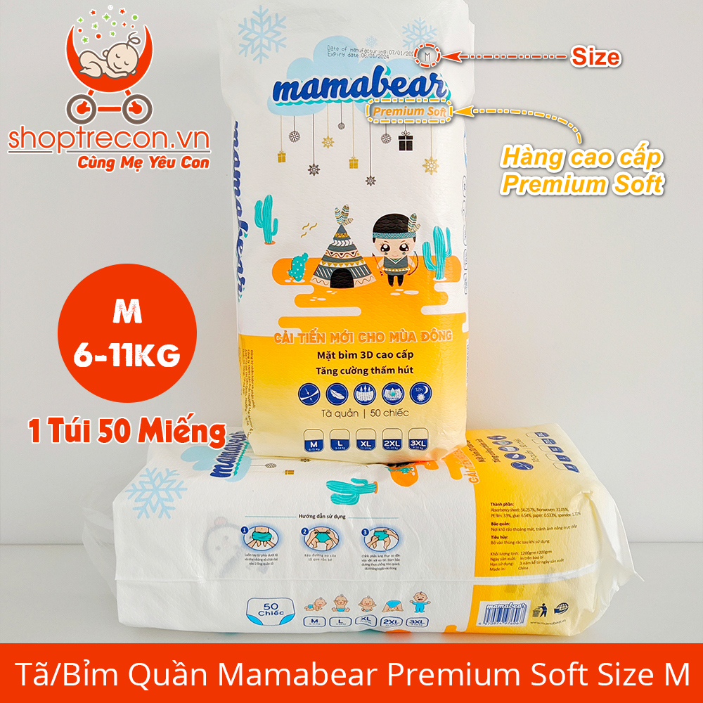 Tã/Bỉm Quần Mamabear Premium Soft Size M Số Lượng 100 Miếng Cho Bé 6 – 11 Kg
