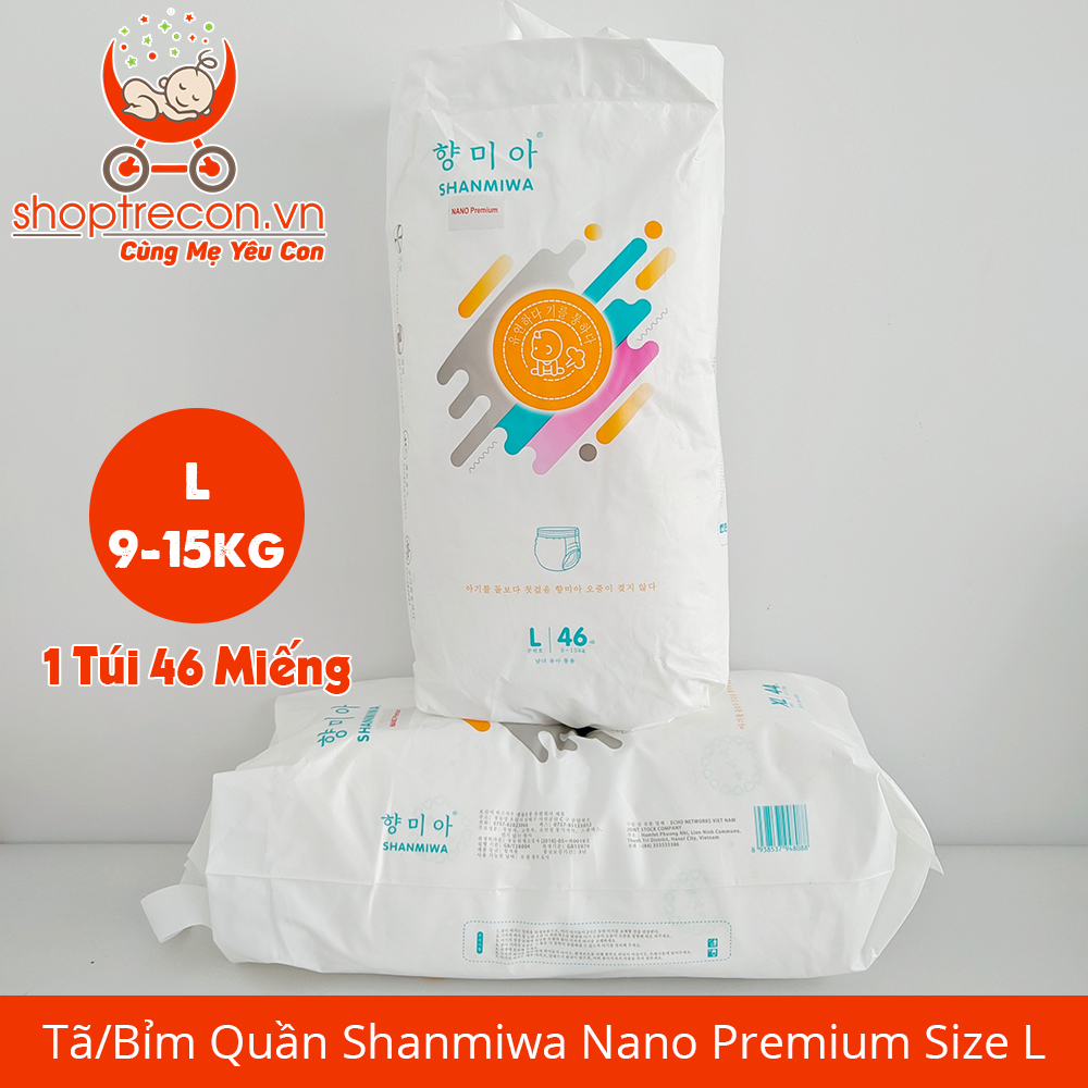 Tã/Bỉm Quần Shanmiwa Nano Premium Size L Số Lượng 92 Miếng Cho Bé 9 – 15 Kg