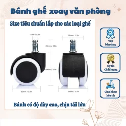 Bánh Xe Ghế Xoay Văn Phòng – Trục Trơn Cao Cấp | Êm – Bền – Lắp Dễ