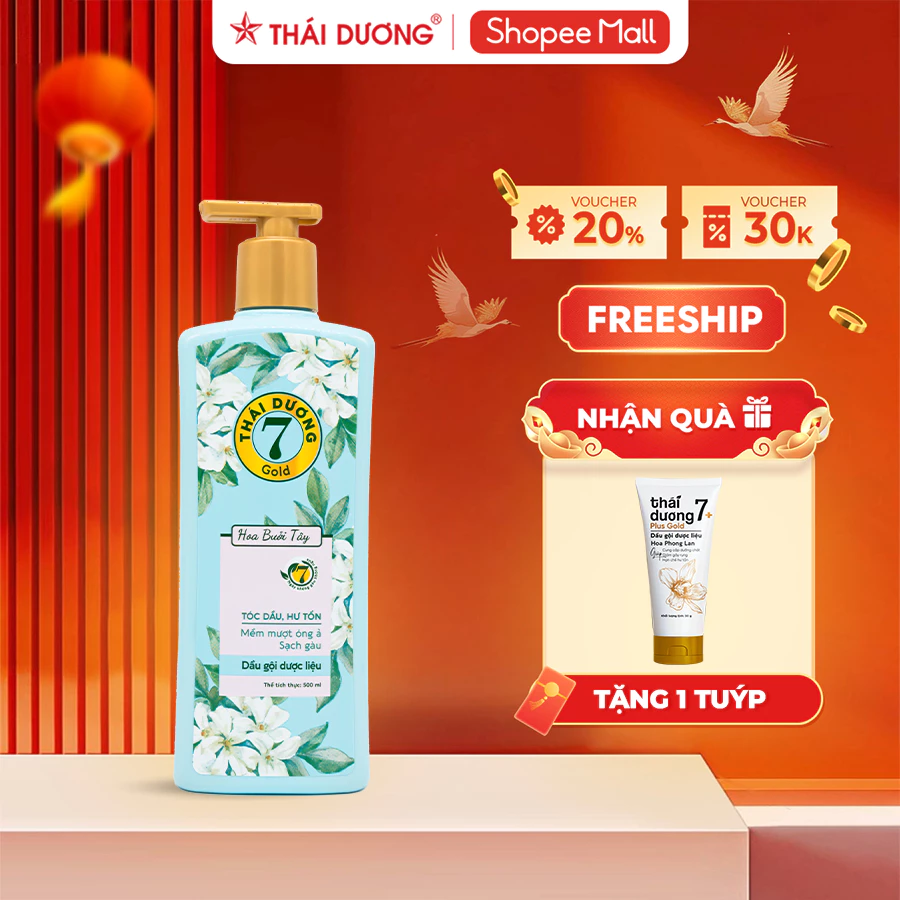 Dầu gội dược liệu Thái Dương 7 Gold Hoa Bưởi Tây 500ml Dầu gội dược liệu Thái Dương 7 Gold Hoa Bưởi Tây 500ml