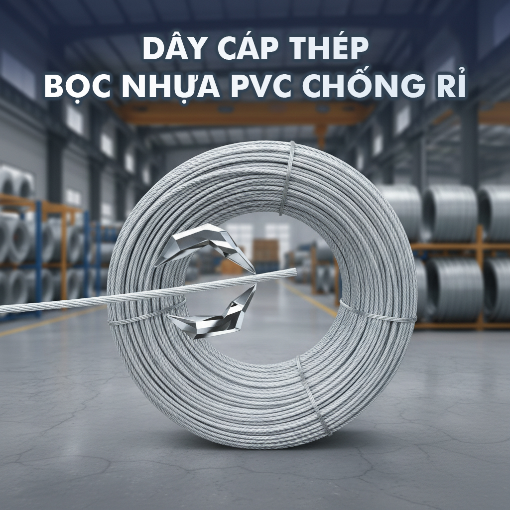 DÂY CÁP THÉP BỌC NHỰA PVC CHỐNG RỈ – PHI 3MM, 4MM, 5MM, 6MM DÂY CÁP THÉP BỌC NHỰA PVC CHỐNG RỈ – PHI 3MM, 4MM, 5MM, 6MM