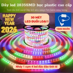 Dây Đèn LED 2835 Nháy Đuổi Bọc Plastic Chống Nước – 5M / 10M / 20M / 30M (Tặng Kèm Nguồn)
