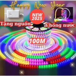Dây LED Đuổi 2835 Chống Nước 100M Nhiều Màu – Đèn LED Trang Trí Noel, Giáng Sinh, Tết