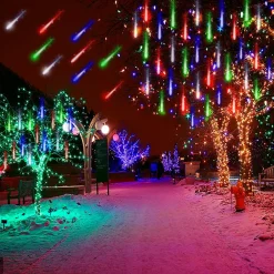 Đèn Mưa Sao Băng LED Chống Nước 3,5M – 8 Ống LED Rơi Trang Trí Ngoài Trời & Trong Nhà