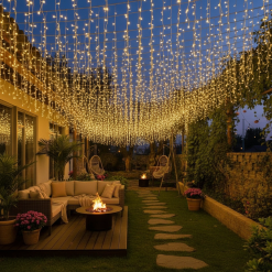 DÂY ĐÈN LED RÈM NGOÀI TRỜI – THẢ MÀNH LUNG LINH, TRANG TRÍ LÀ MÊ