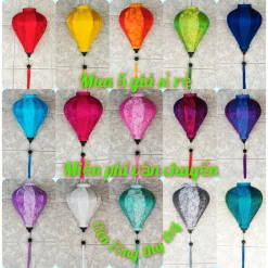 Đèn Lồng Hội An Hình Củ Tỏi Vải Gấm Lụa Cao Cấp – Trang Trí Nhà, Quán Cafe, Nhà Hàng