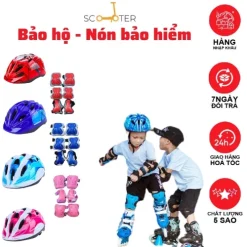 Đồ Bảo Hộ Tay Chân + Đầu Gối & Nón Bảo Hiểm Cao Cấp Cho Bé Khi Chơi Patin, Scooter