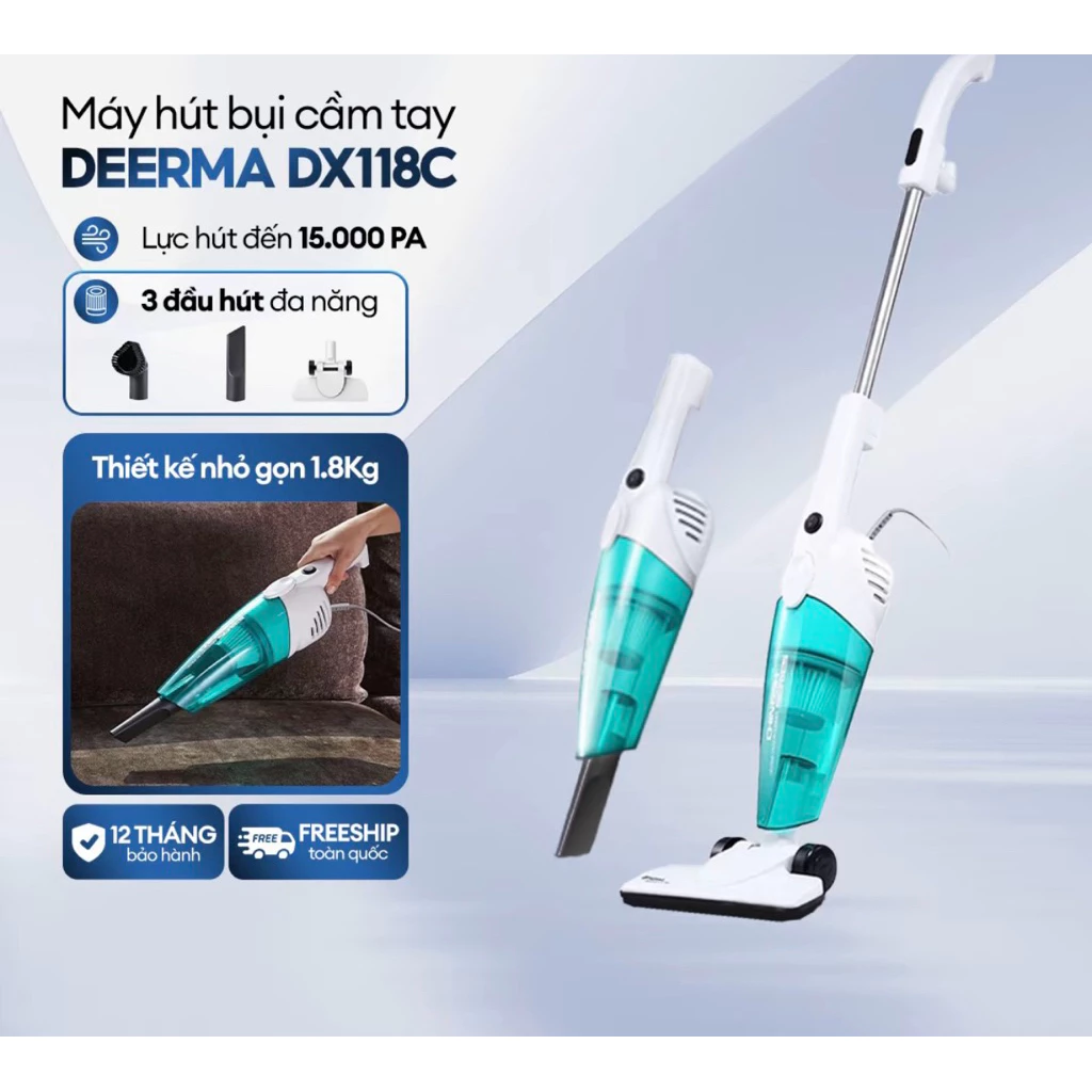 Máy hút bụi cầm tay Deerma DX115C / DX118C chính hãng – 3in1 đa năng cho gia đình & xe hơi Máy hút bụi cầm tay Deerma DX115C / DX118C chính hãng – 3in1 đa năng cho gia đình & xe hơi