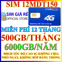 Sim 4G Mobifone 1 năm không nạp tiền MDT250A miễn phí 4Gb/tháng trọn gói 12 tháng - Shop Sim Giá Rẻ