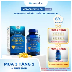 Viên Uống Dầu Cá Omega 3 Meracine Fish Oil 1000mg – Hỗ Trợ Sáng Mắt, Bổ Não, Tốt Cho Tim Mạch (Hộp 90 Viên)